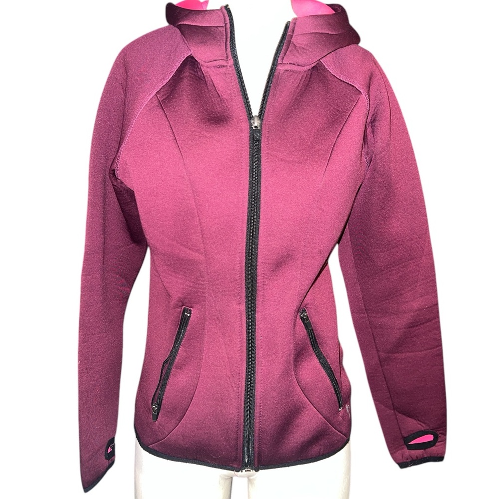 RBX ACTIVE | FUNNEL F/Z PLUM PURPLR BLACK PINK HOODED TRAIN JACKET SMALL